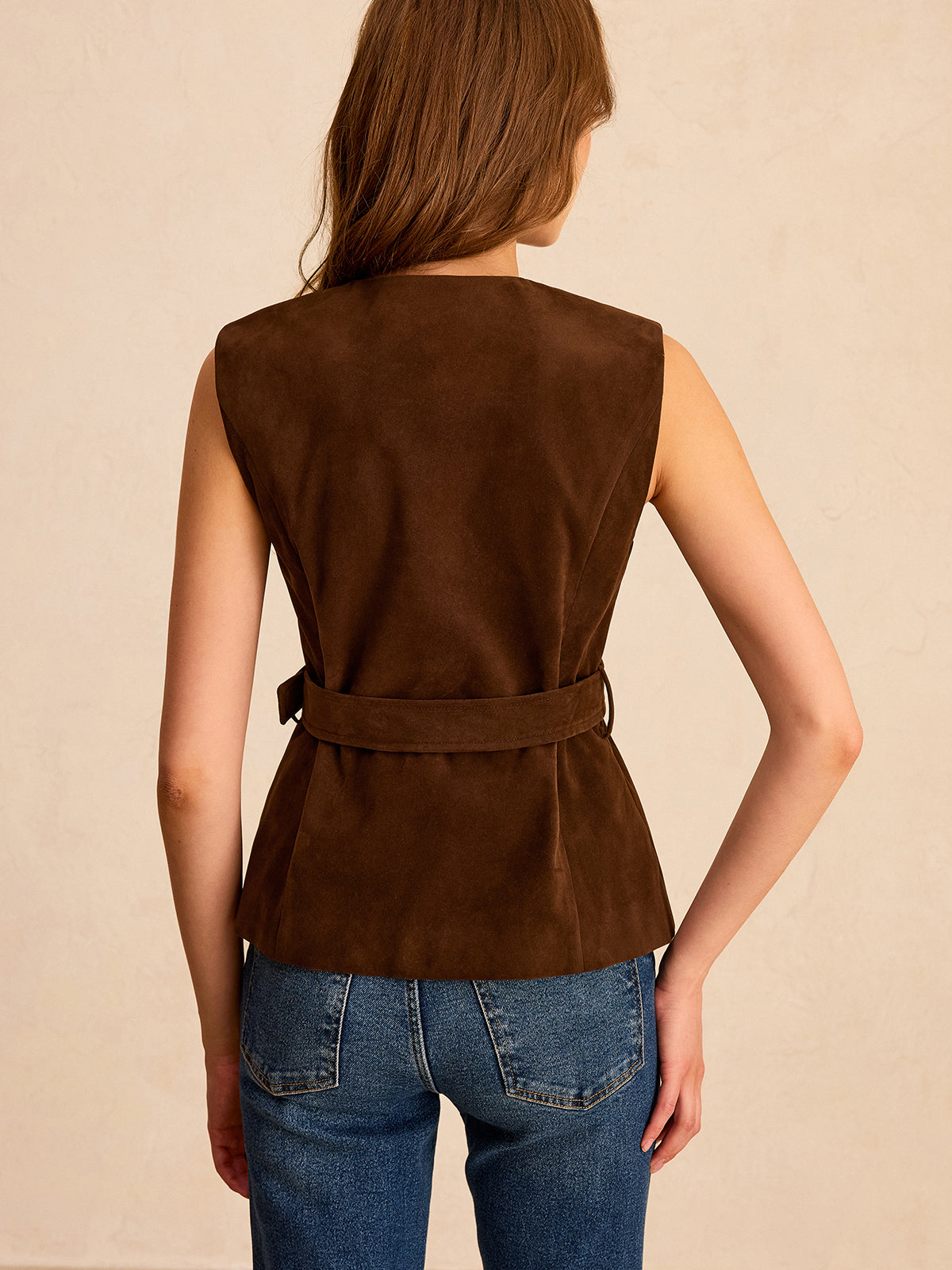 Suede Vest with Belt