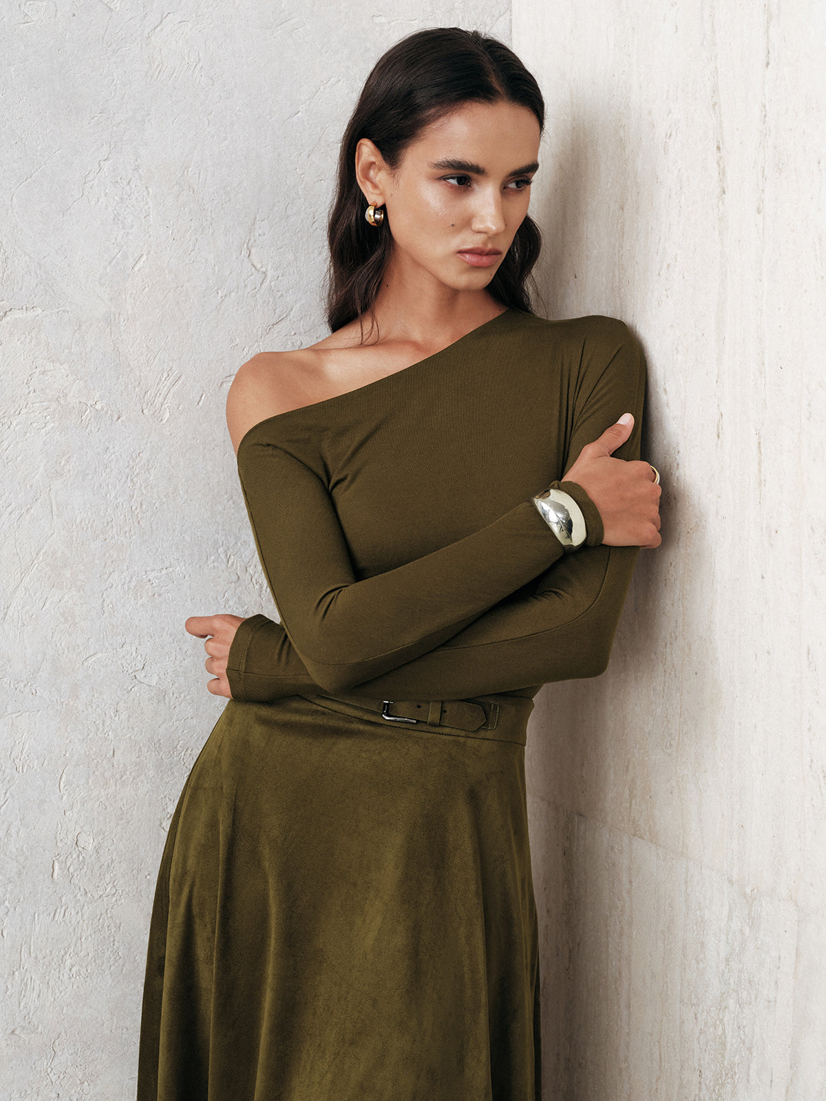 One-Shoulder Long Sleeve Blouse