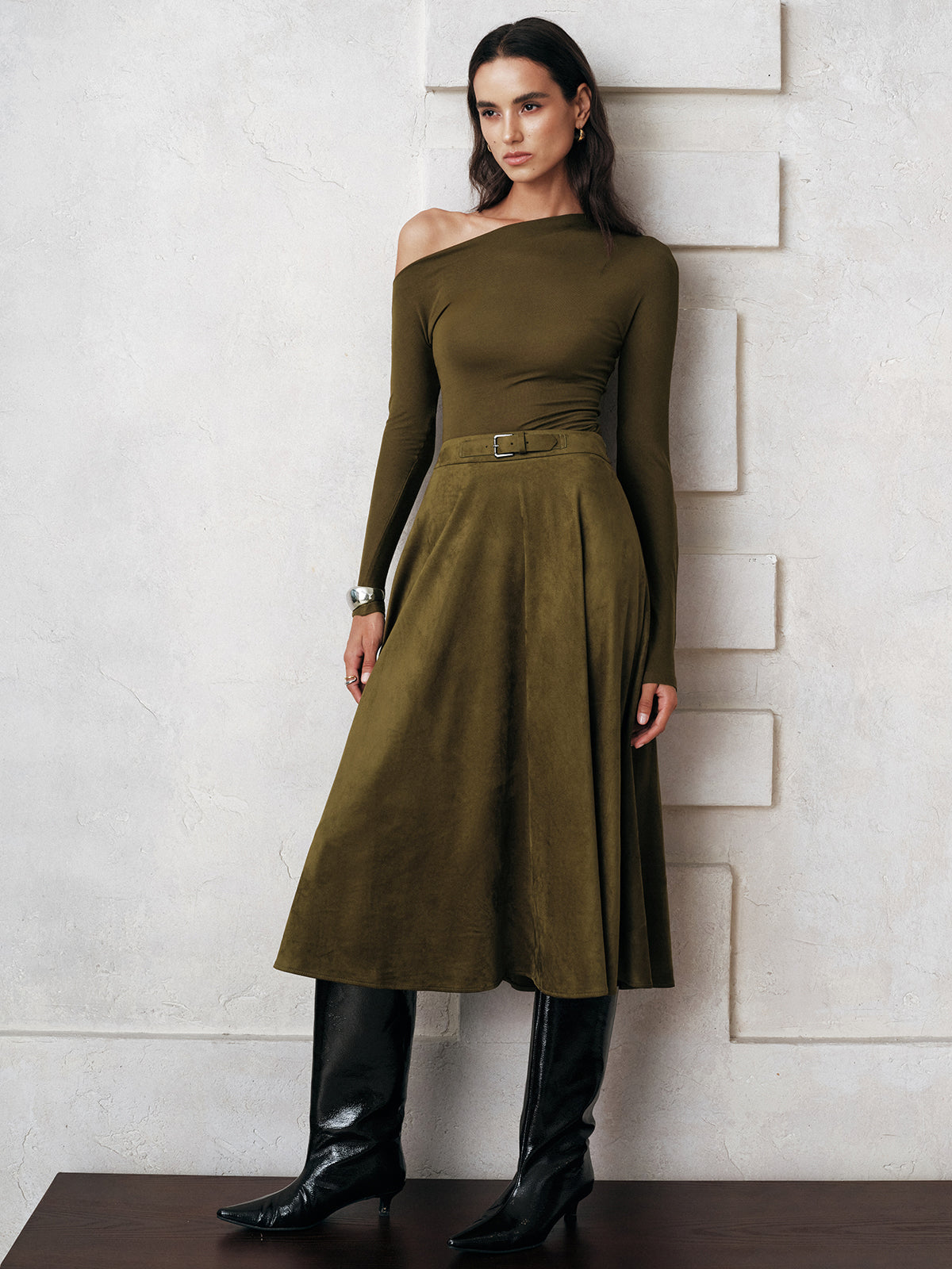 One-Shoulder Long Sleeve Blouse