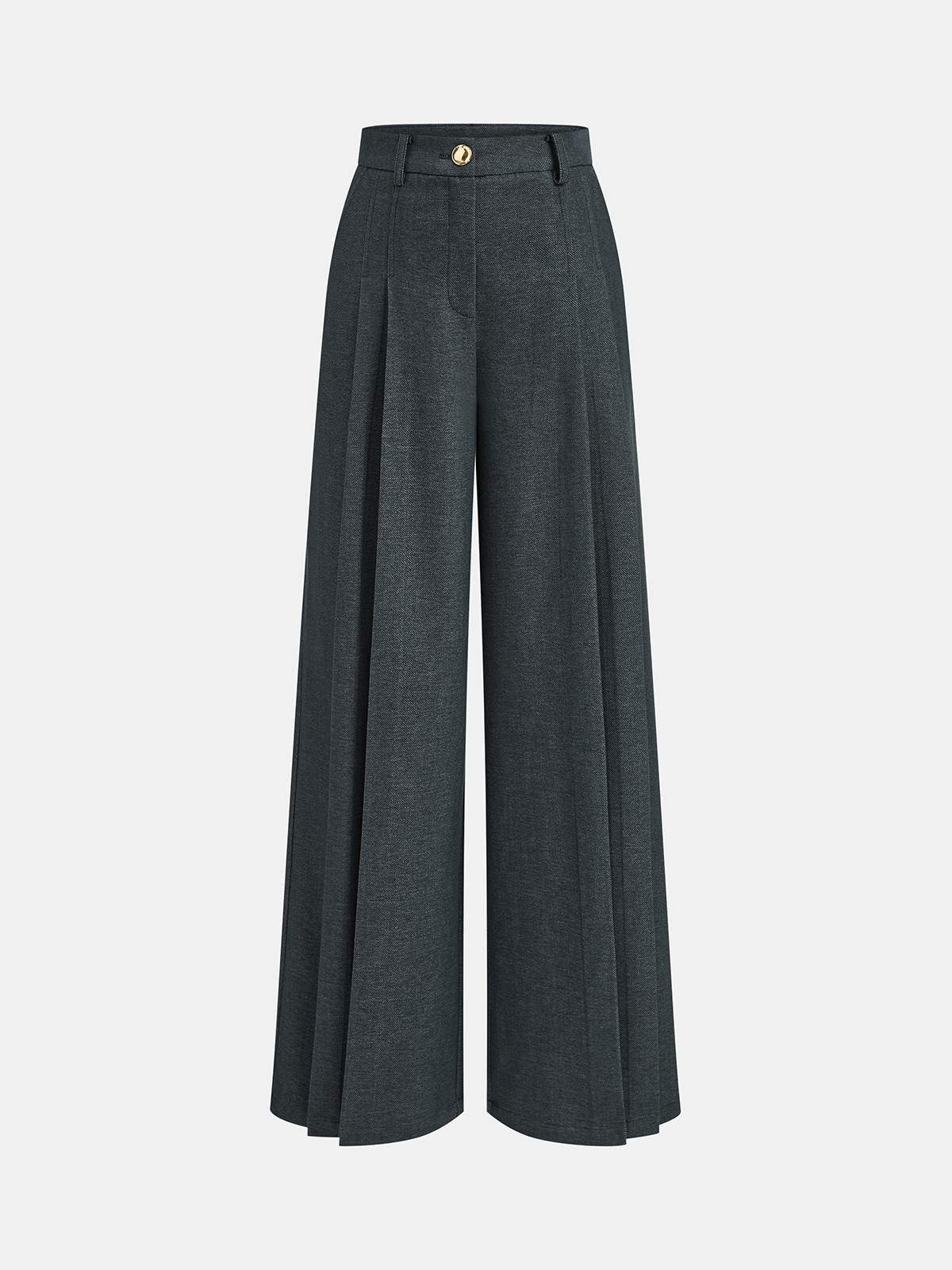 Mid-Waisted Pleated Wide-Leg Pants