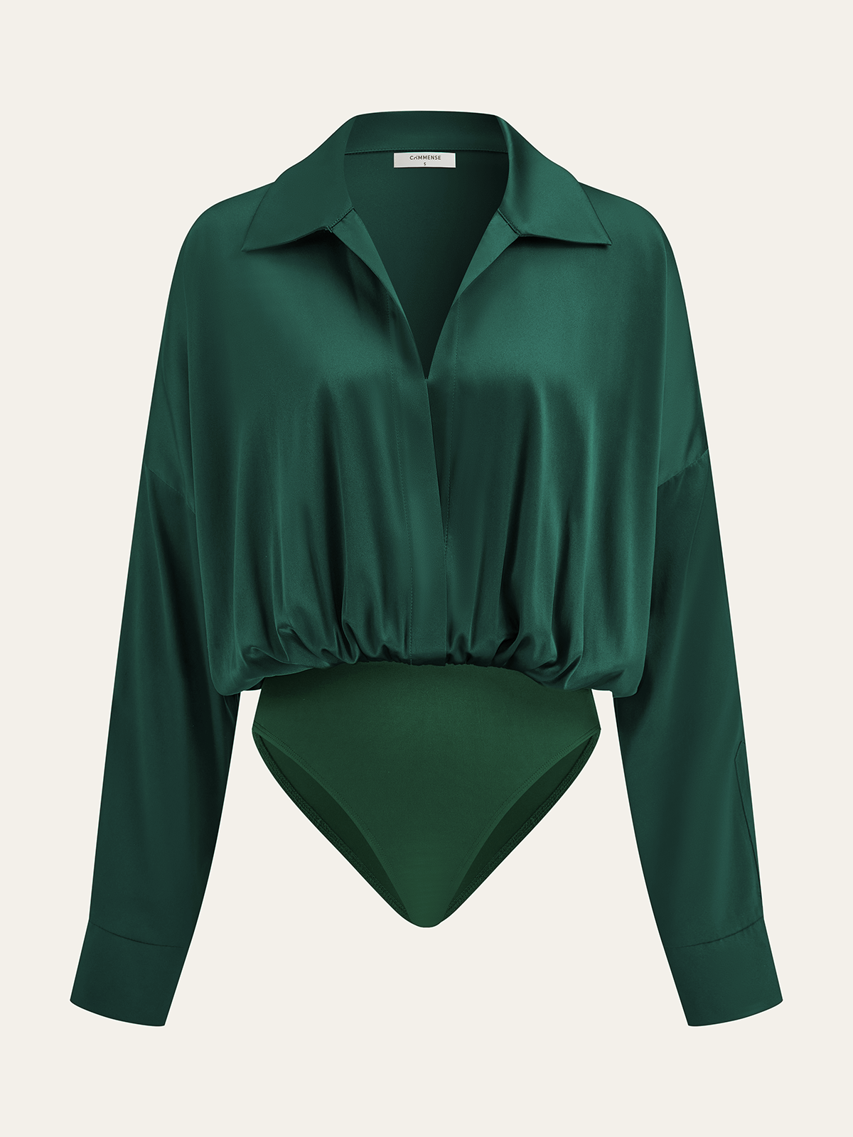 Satin Collared Long Sleeve Bodysuit